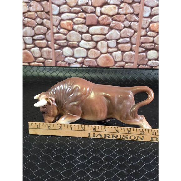 Vintage Porcelain Charging Bull Figurine Made in Japan - Picture 10 of 11